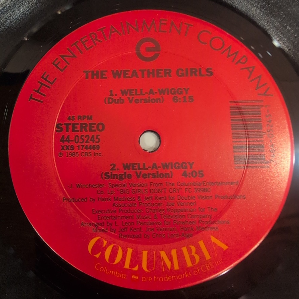 The Weather Girls Well-A-Wiggy 12" Vinyl Single 45 RPM Columbia 44-05245 1985 - Picture 6 of 6